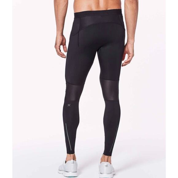 Lululemon Surge Light Tight Mens Small Black Legging 23'' Side Pocket Reflective - Picture 1 of 10